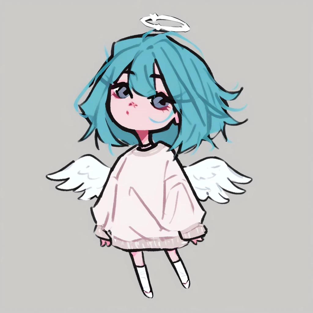 score_9, score_8_up, score_7_up, dijor, cute, chibi, angel girl with blue hair avatar