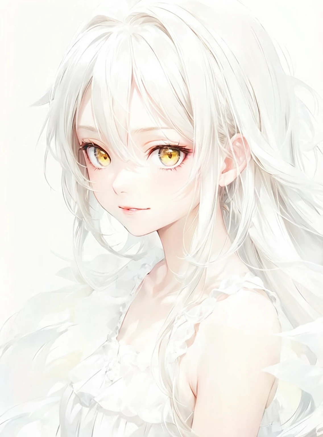 Anime girl with white hair and yellow eyes, white hair girl, Beautiful anime portrait, Stunning anime face portraits, Detailed portrait of anime girl, Girl with white eyes, Anime visuals of cute girls, Portrait anime girl, beautiful anime girl, White hair, Anime girl portrait, perfect White hair girl, Portrait of an anime girl, cute Anime girl portraits
