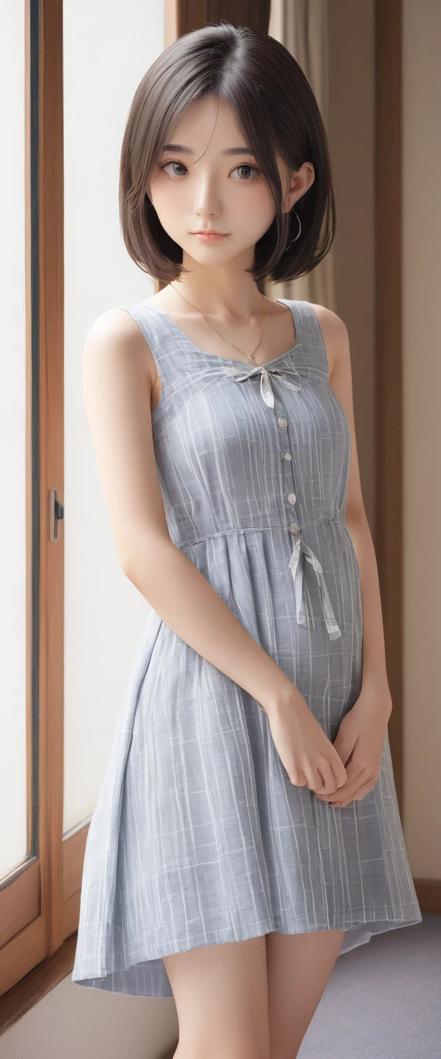 (masterpiece, Highest quality:1.2), One girl, alone,bony body、15 years old、from the front