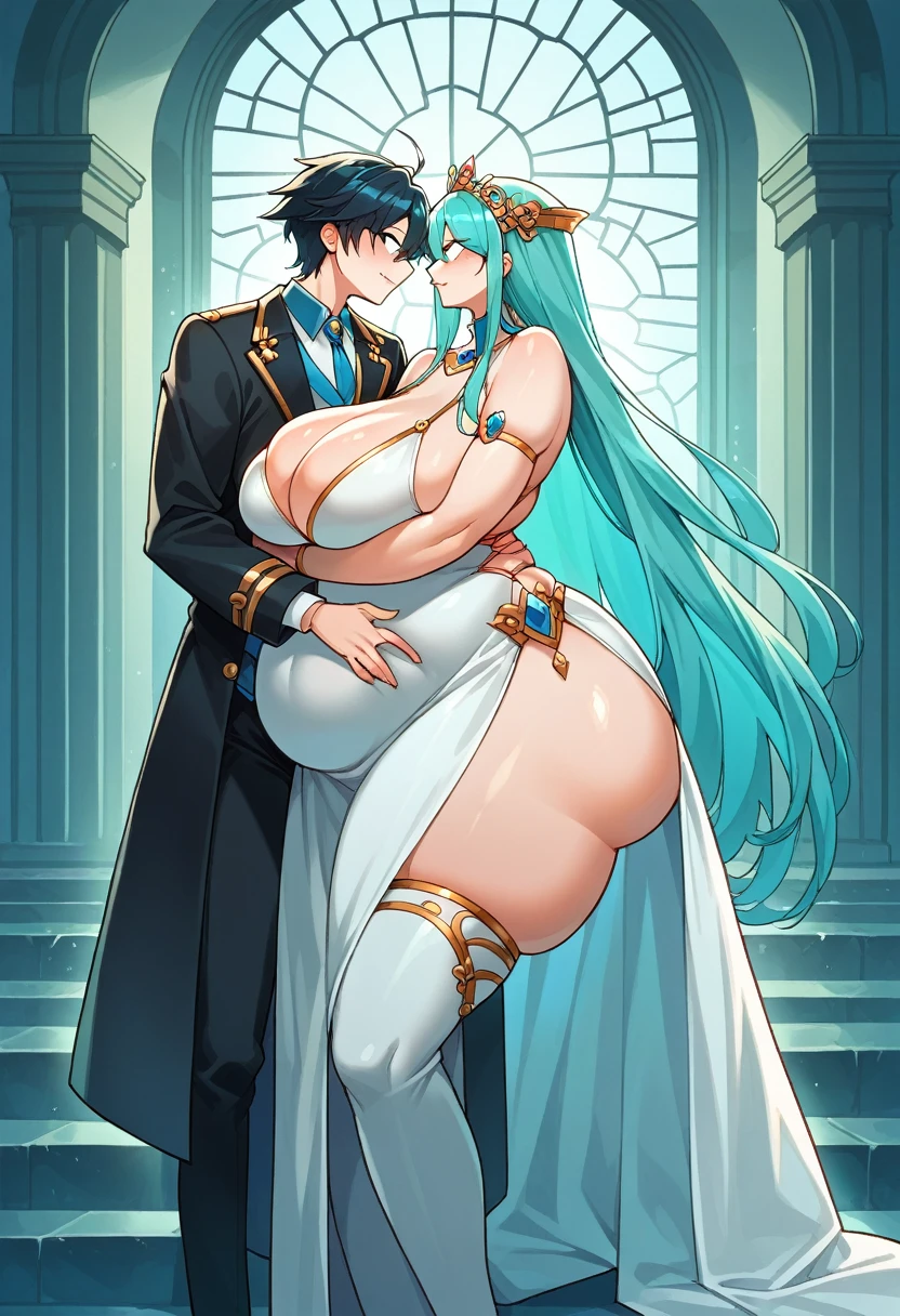 score_9, score_8_up, score_7_up, score_6_up, source_anime, masterpiece, newest,
Highly detailed, couple BREAK 1 girl, revealing clothes, (extremely fat:1.4), (gigantic fat rolls:1.1), thin face, thin neck BREAK (long haired boy:1.3)