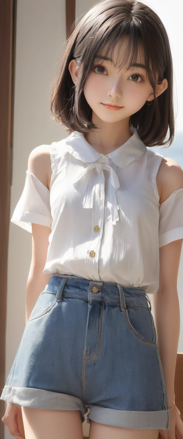 (masterpiece, Highest quality:1.2), One girl, alone,bony body、15 years old、from the front