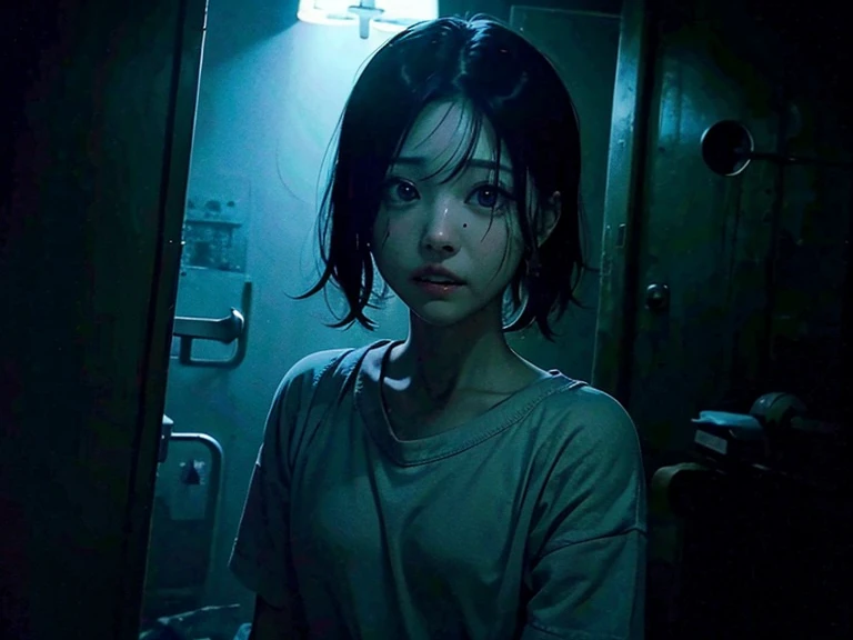Scary abandoned hospital、Two men and women、darkness、night、moonlight、RAW Photos、Scary atmosphere