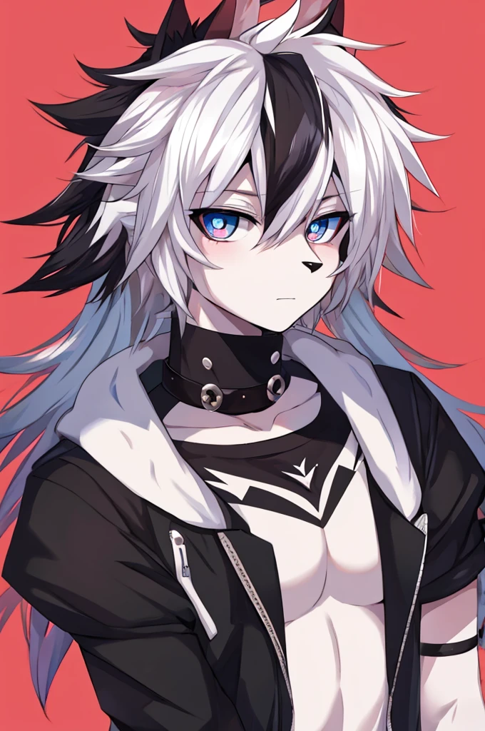 male, young adult, furry, anime, anthromorphic, bunny, emo, white fur, edgy, cute, beautiful, beautiful eyes, androgynous, cool big hair, bust portrait, stylized, y2k