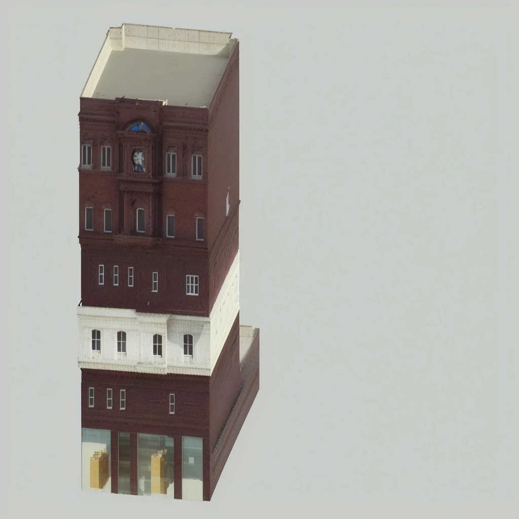 a close up of a tall building with a clock on the top, building facing, 3d rendered model, 3 d renders, 3d rendering, 3 d rendering, realistic building, multistory building, rendered 3d model, full building, an extremely detailed building, single building, 3 drender, 2 d render, architectural render, architecture render, 3d rendering!