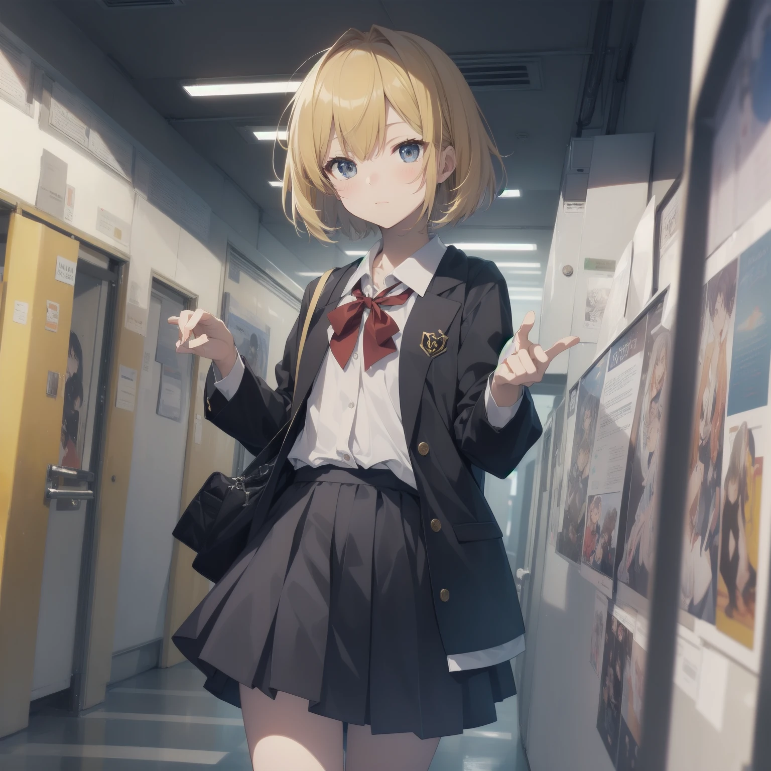 ultra-absurdres-Top quality by artist God, ultra-detailed, high resolution, anime moe artstyle, best anime 8k konachan wallpaper, pixiv contest winner, pool:2810, perfect anatomy,break, 1girl, (Please draw a girl walking sleepily to school alone. )break,(Solo,little female, 13-year-old:1.3),Full limbs, complete fingers,a junior high school student, (very short hair), short cut, flat chest, , small butt, small black eyes, beautiful detailed eyes, well-proportioned iris and pupils, expressive eyes, highres detailed hair, soft expression, salor school_uniform, sailor collar, serahuku, bow, pleated skirt,(Detailed Lighting), (Detailed background), in the School commute route. break,super detailed skin, Best cinematic lighting powered by famous artist, 8k,beauty illustration,photoshop_(medium),very aesthetic,break,((artist:gomashio_(goma_feet) )), artist:clamp ,artist:carnelian ,artist:kantoku ,