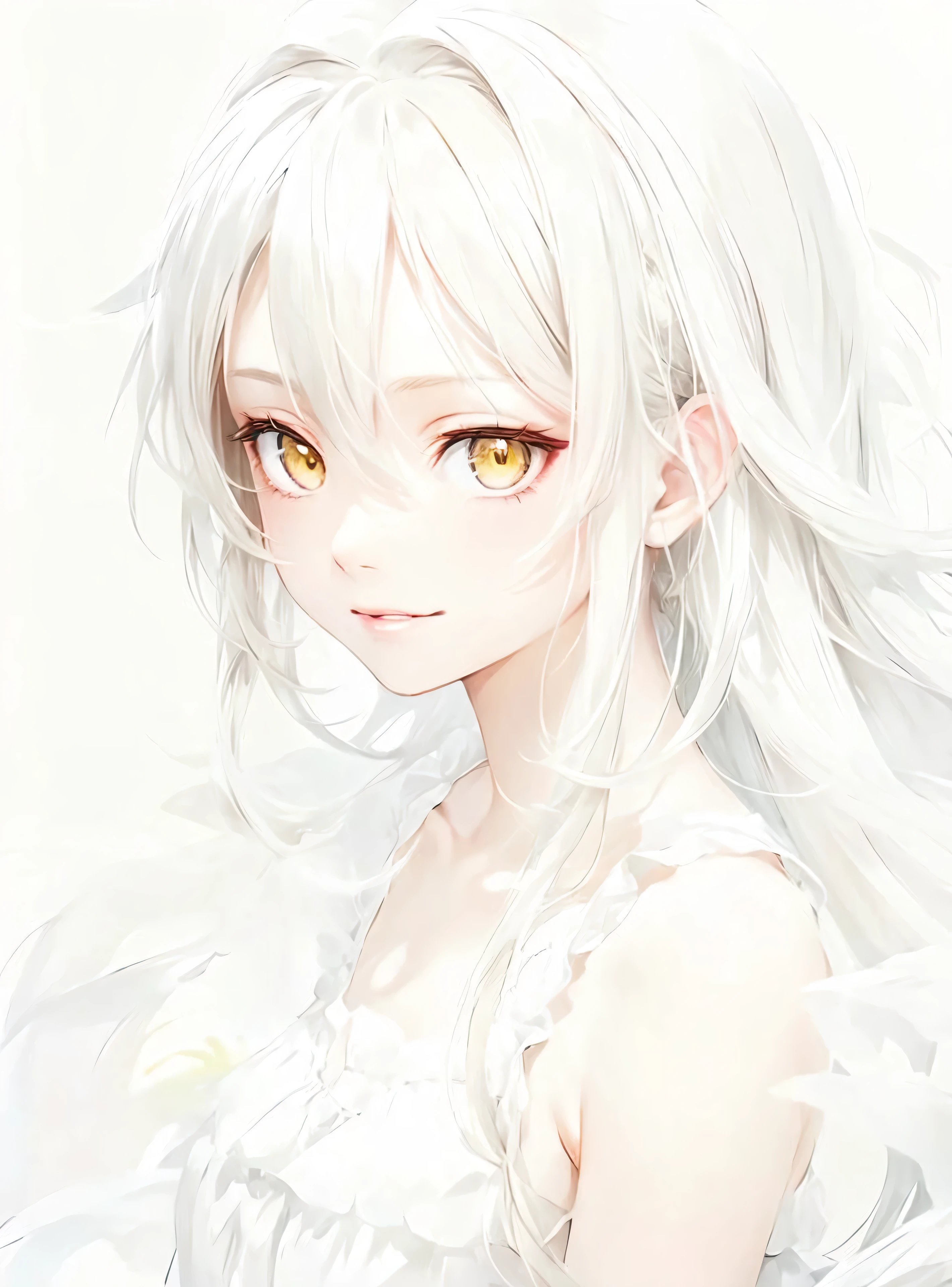 Anime girl with white hair and yellow eyes, white hair girl, Beautiful anime portrait, Stunning anime face portraits, Detailed portrait of anime girl, Girl with white eyes, Anime visuals of cute girls, Portrait anime girl, beautiful anime girl, White hair, Anime girl portrait, perfect White hair girl, Portrait of an anime girl, cute Anime girl portraits