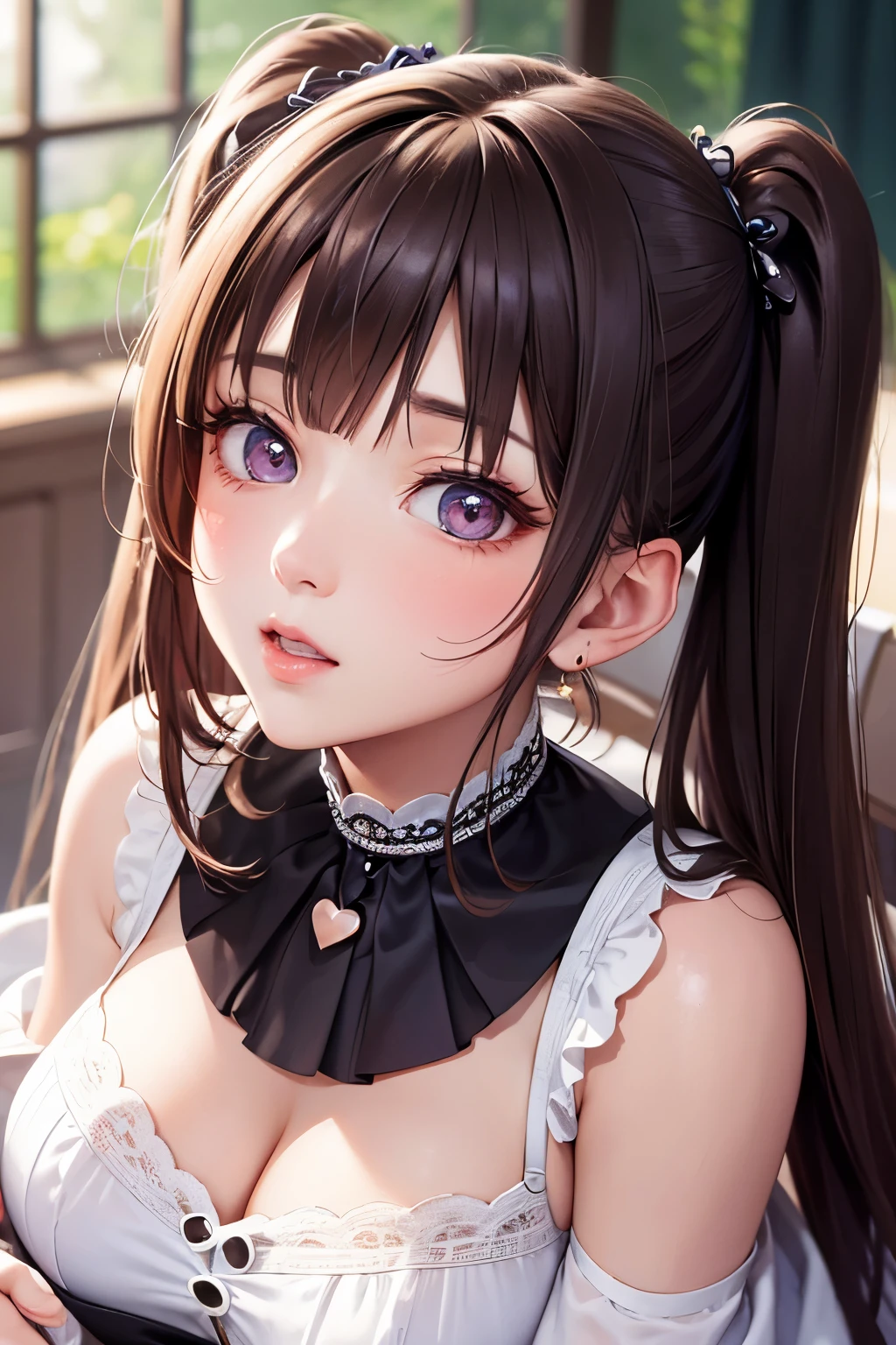 masterpiece, best quality, very detailed, high resolution, expensive resolution, high resolution, 4K, 8k, Unity 8k wallpaper, highly detailed CG, masterpiece, 2D, 3D, beautiful details, depth, fine texture, best quality: 1.3, perfect focus, crispy skin, him,
Very cute anime girl, begging face on date with boyfriend, looking up, big breasts, expensive brown hair in twin tails, cute clothes
Mole under eye, looking at viewer, expensive, blush, mole, lips open,, heart, pink eyes, choker