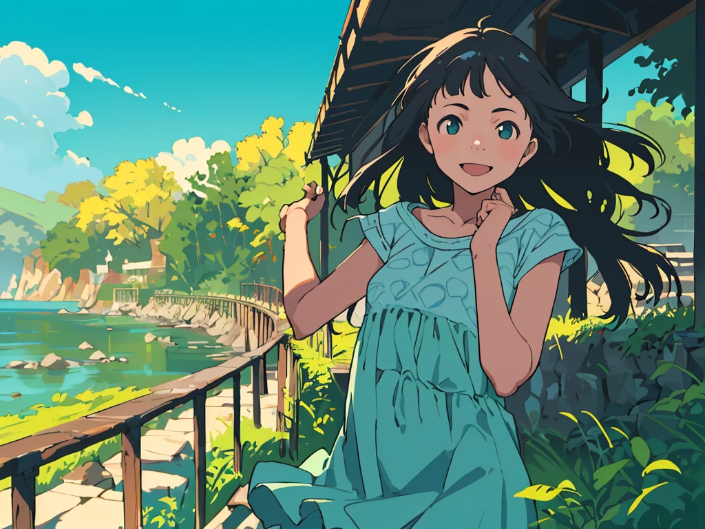 reasonable design, Clear lines, High Sharpness, (highest quality,8K,Perfect sharpness,Ultra fine,High resolution,masterpiece:1.2), Perfect Anatomy:1.5, Official Art, Illustrations that tell a story, (Whitish background:0. 9)、Body Positivity、More Mr.Physical expression、(Random and mischievous poses)、Perfect beauty、Perfect beautiful face、Strong winds、A rich expression、Dynamic composition、smile、Golden ratio composition、colorful、(Mr.Different angles and perspectives)、anime art、mini skirt、(Overcoming stereotypes)、 Glowing Skin、(Natural beauty)、smile、bangs、Straight Hair、(Soft and flowing hair)、(Rural Scenery)、(Nostalgic atmosphere)、Insert up to the thighs、(Playful and carefree)、(More Mr.Ethnic characters)、(innocent attitude)、(Sunny atmosphere)、Skirt flipped up、(Bright colors)、Belly button exposed、Beautiful Eyes、A skirt fluttering in the wind、Put it in to your feet、Some composition patterns、Tank top、ル、sensuous、Geometric pattern、