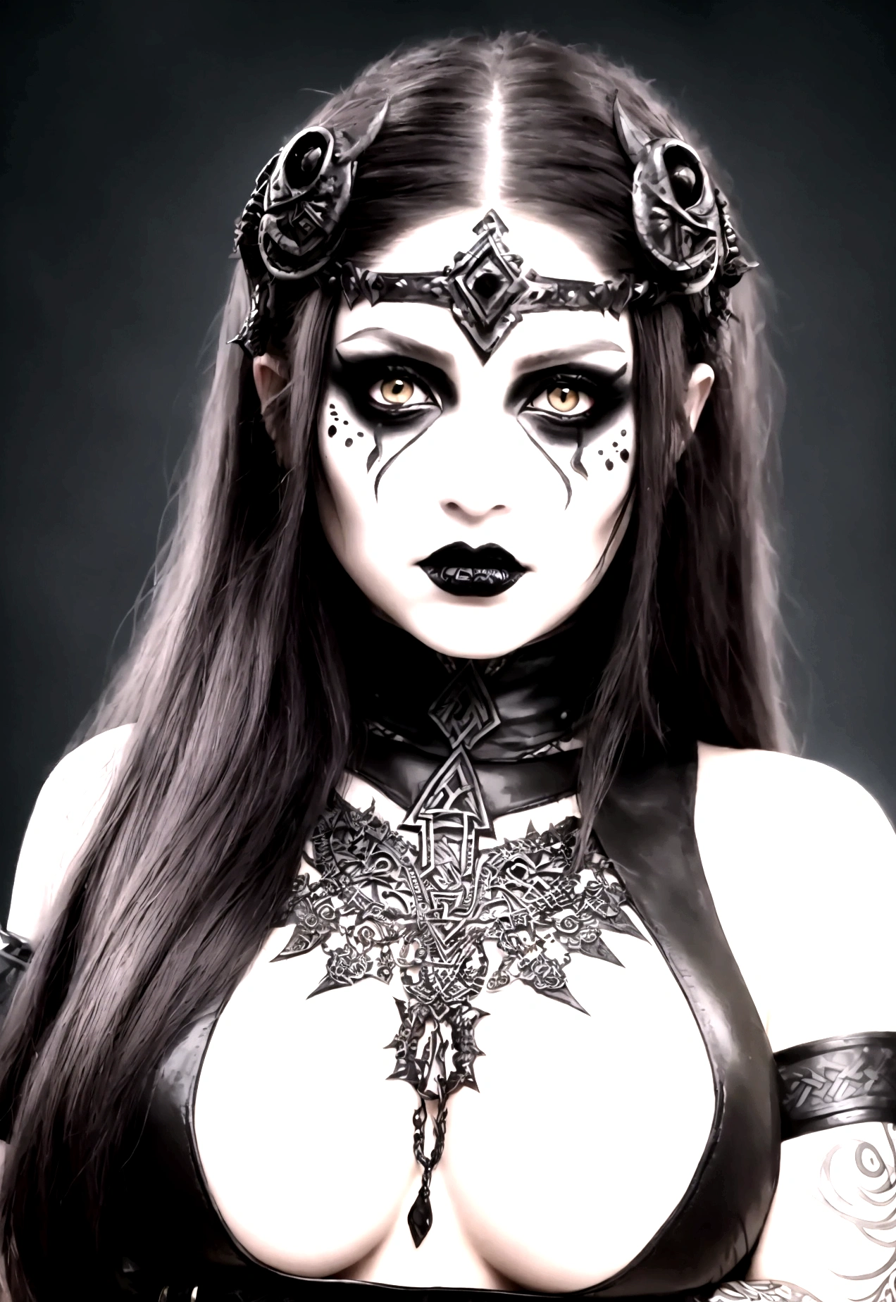 a goth girl with viking warrior makeup