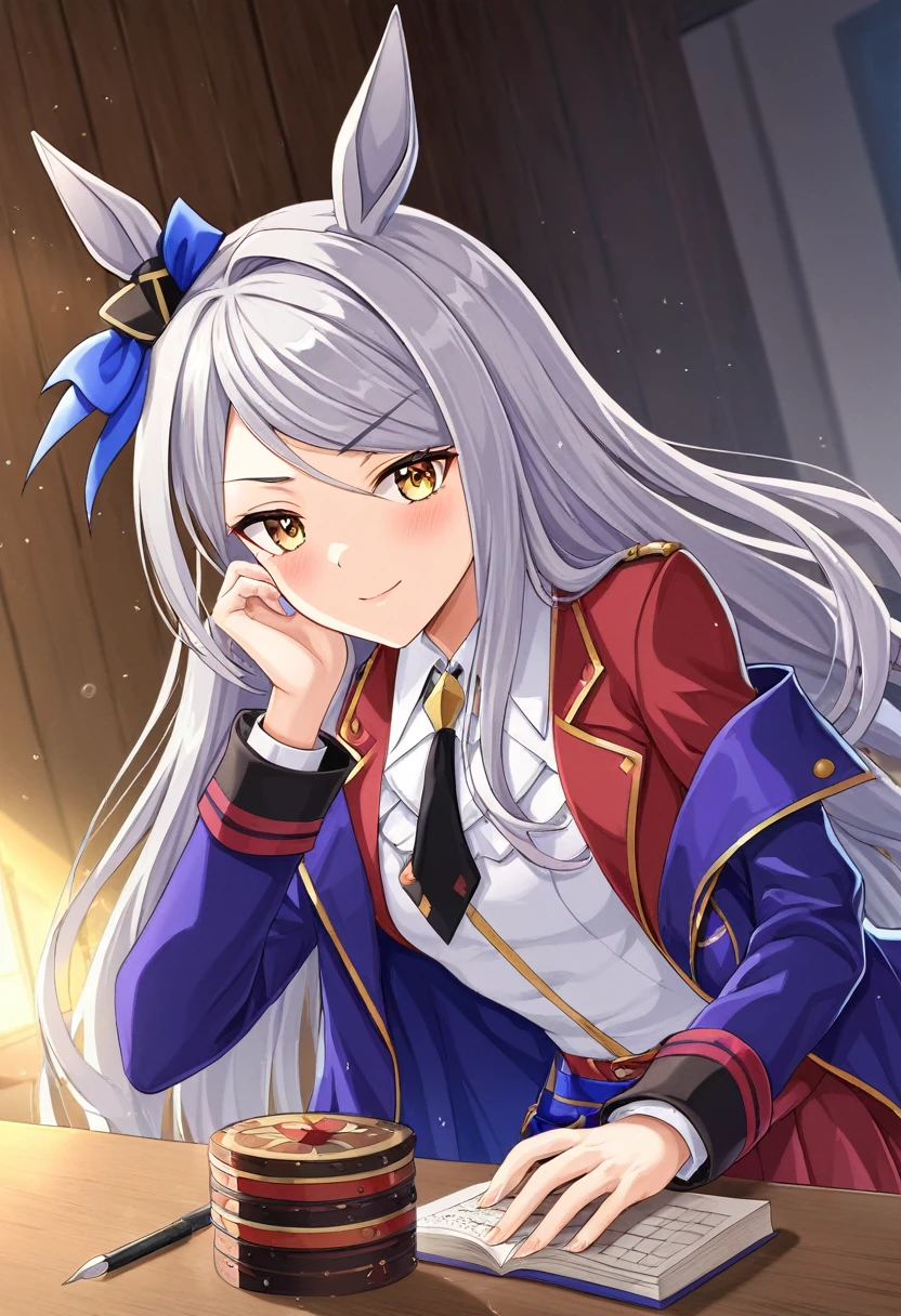 (masterpiece, Highest quality:1.2), One girl, alone, Mejiro McQueen, Mejiro McQueen\(umamusume\), Silver Hair, Long Hair, Horse&#39;s ears, Horse Girl, Long Hair, Glowing Eyes, Layered skirt, (Dark Magical Girl), corruption, Combatant, Pelvic Curtain, View your viewers, Shiny skin, on stage, concert, Spotlight