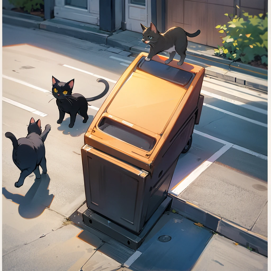 A cute cat in the middle of the street