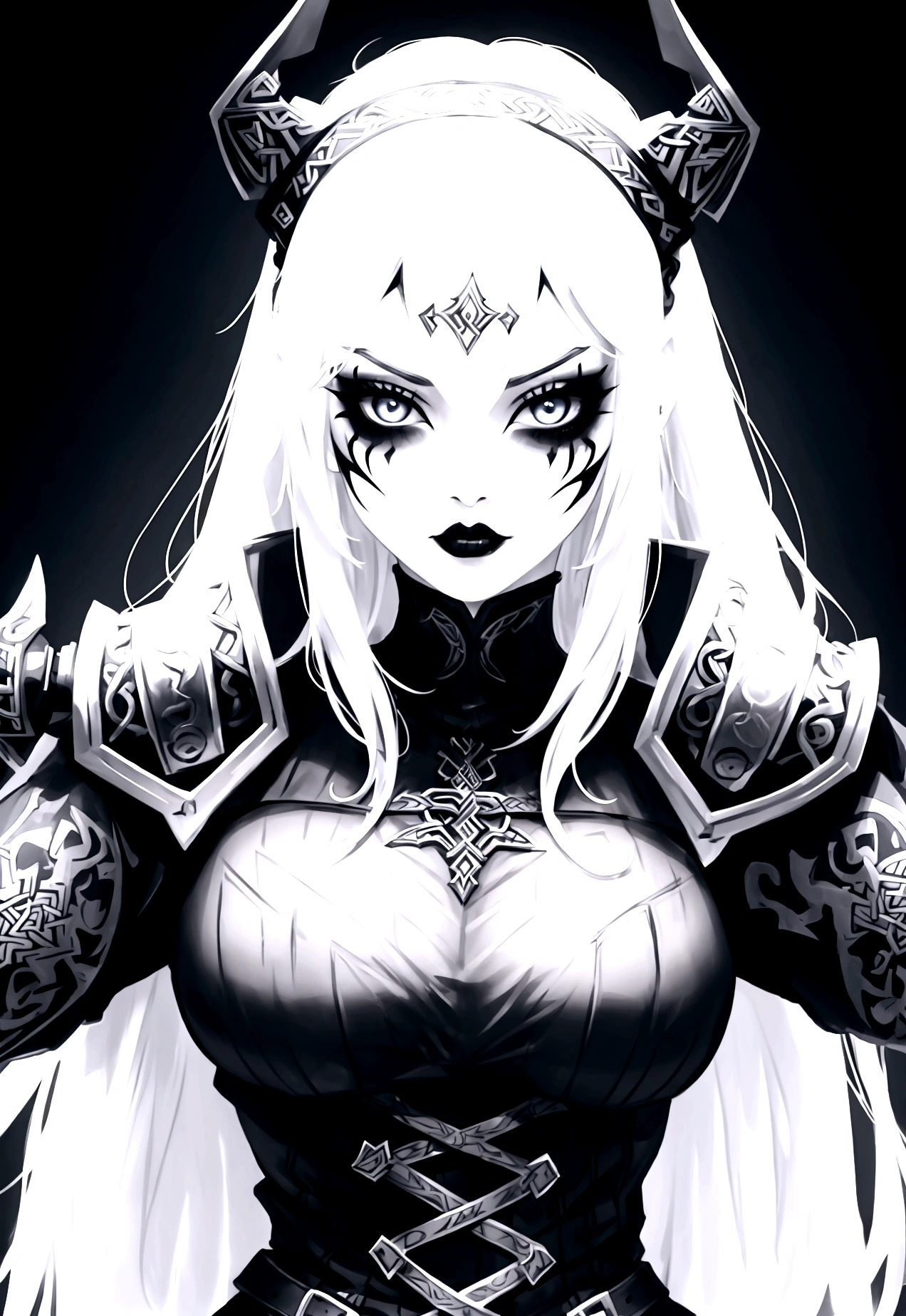 a goth girl with viking warrior makeup