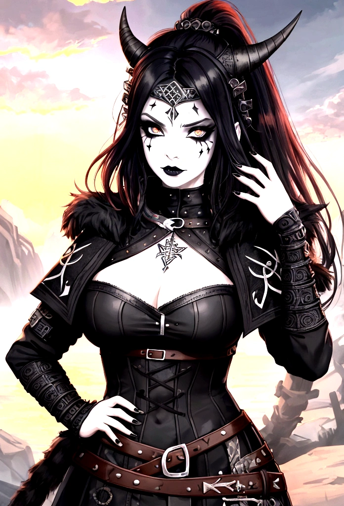 a goth girl with viking warrior makeup