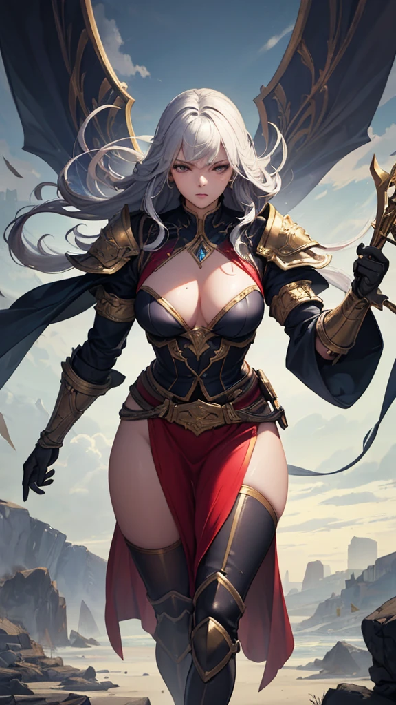 (masterpiece, 4K ,Super detailed:1.2), (anime:1), (Perfect quality), The whole body is shown, View Viewer, Holding a sword, Close-up of a woman wearing armour and holding a sword, Armor Girl, Desperate look, Muscular and ultra violent women, Powerfully々And, RPG concept art character, Gauntlet, Elegant appearance