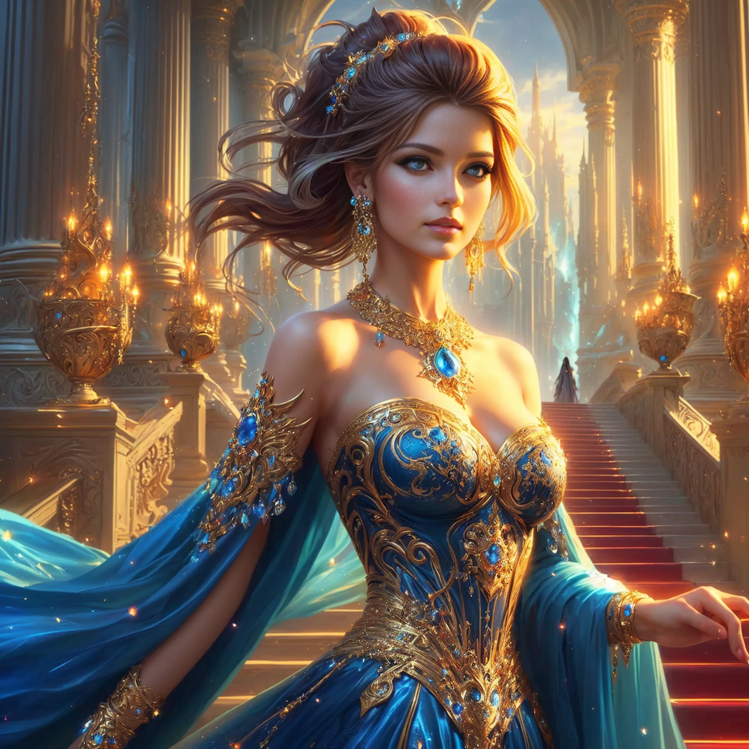 painting of a woman, beautiful fantasy art, beautiful fantasy girl, Argerm Julie Bell Beeple, very beautiful fantasy art, Carol is behind, uh.., Amazing 8k artwork, beautiful goddess, beautiful character drawings, Persian Princess, Fantasy Woman, Beautiful Fantasy Empress, beautiful devil girl, Indian goddess