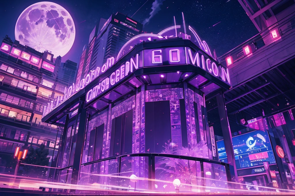purple casino, night, downtown, HDR, 4k resolution, purple moon, firework, modern architecture, slot machine, indoor