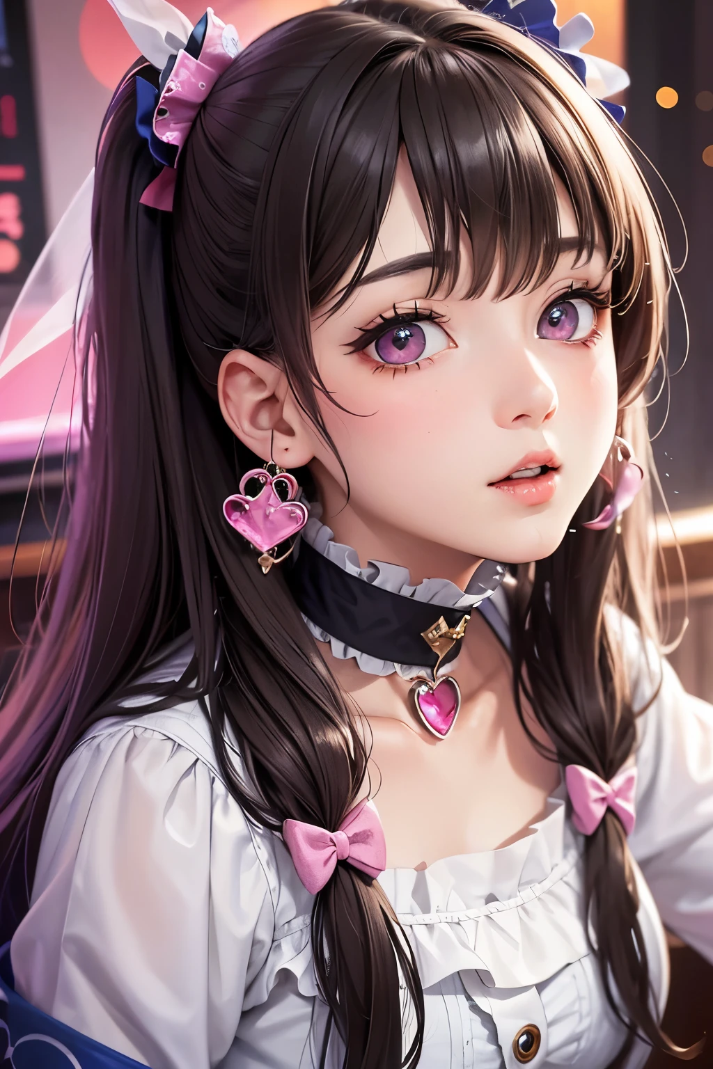 masterpiece, best quality, very detailed, high resolution, expensive resolution, high resolution, 4K, 8k, Unity 8k wallpaper, highly detailed CG, masterpiece, 2D, 3D, beautiful details, depth, fine texture, best quality: 1.3, perfect focus, crispy skin, him,
Very cute anime girl, begging face on date with boyfriend, looking up, big breasts, expensive brown hair in twin tails, cute clothes
Mole under eye, looking at viewer, expensive, blush, mole, lips open,, heart, pink eyes, choker