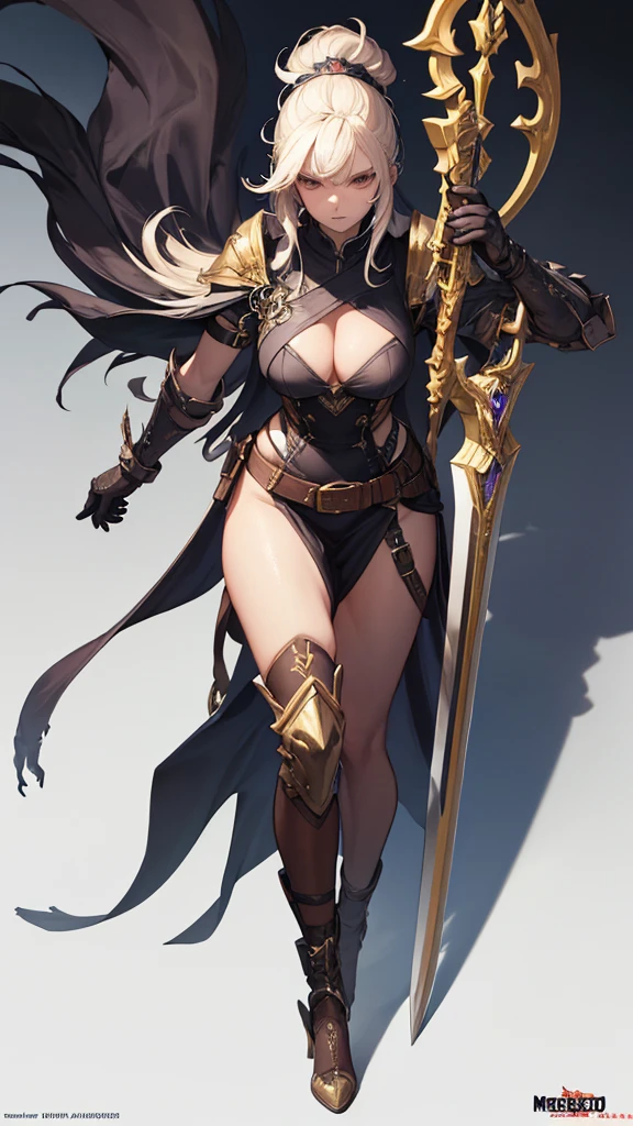 (masterpiece, 4K ,Super detailed:1.2), (anime:1), (Perfect quality), The whole body is shown, View Viewer, Holding a sword, Close-up of a woman wearing armour and holding a sword, Desperate look, Muscular and ultra violent women, Powerfully々And, RPG concept art character, Elegant appearance