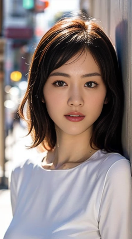 Highly detailed CG Unity 8k wallpaper, best quality, super detailed, mastepiece, realistic, photo-realistic, highly detailed cute girl, 25 years old,, upper body,, huge, black eyes, ((silk)) white transparent underwear, wet with water