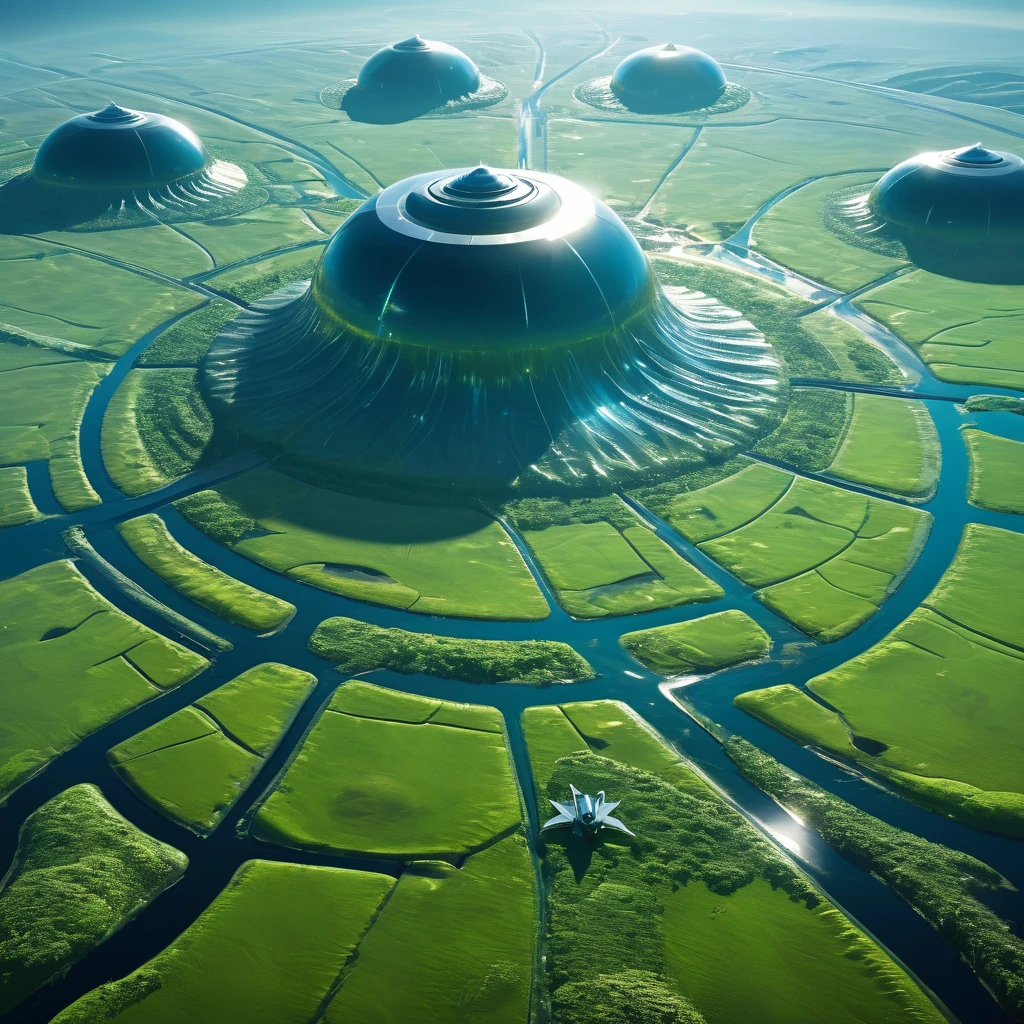 Minimalist Journey，Shiny，Aerial View，Alien Civilization