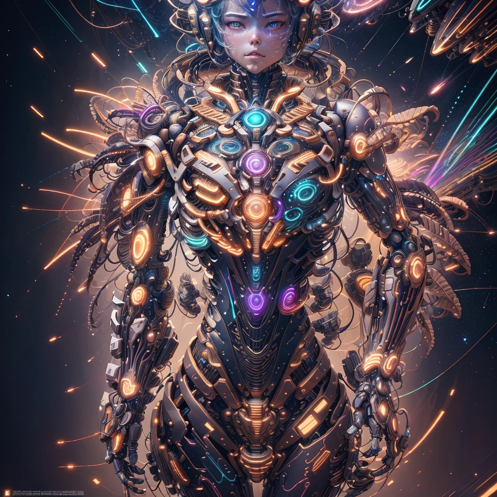 masterpiece,best quality,ultra-detailed,very detailed illustrations,extremely detailed,intricate details,highres,super complex details,extremely detailed 8k cg wallpaper,cowboy shot, demontheme,nebula,dark aura,cyber effect, (1girl:1.4),solo,alone,mecha musume,mechanical parts, robot joints,single mechanical arm, headgear, mechanical halo,star halo,intricate mechanical bodysuit, mecha corset, full armor, very long hair,white hair, multicolored hair, colored inner hair, random expressions,random action, starry sky,skyline,full body, halo,
(Neonpunkai),