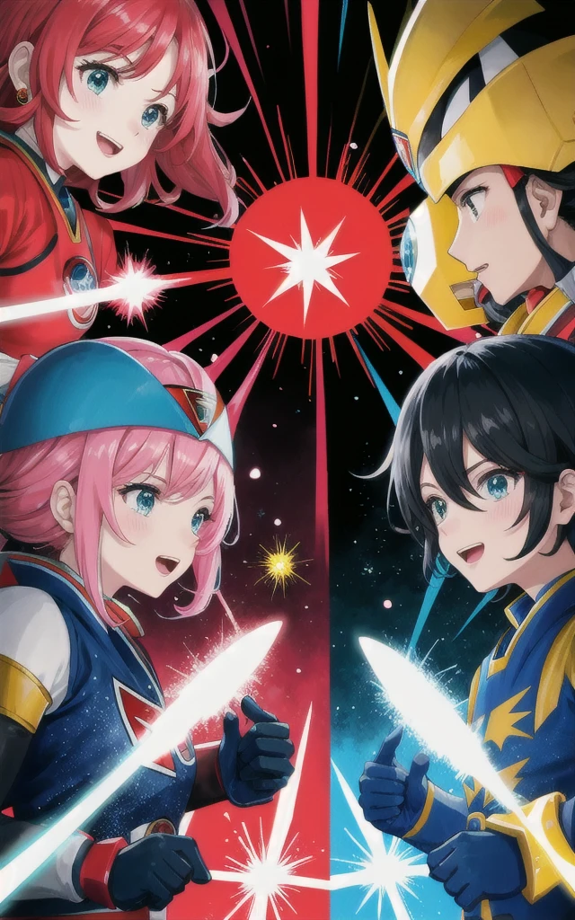 tokusatu, sentai, five People, red, black, blue, Yellow, pink, explosion