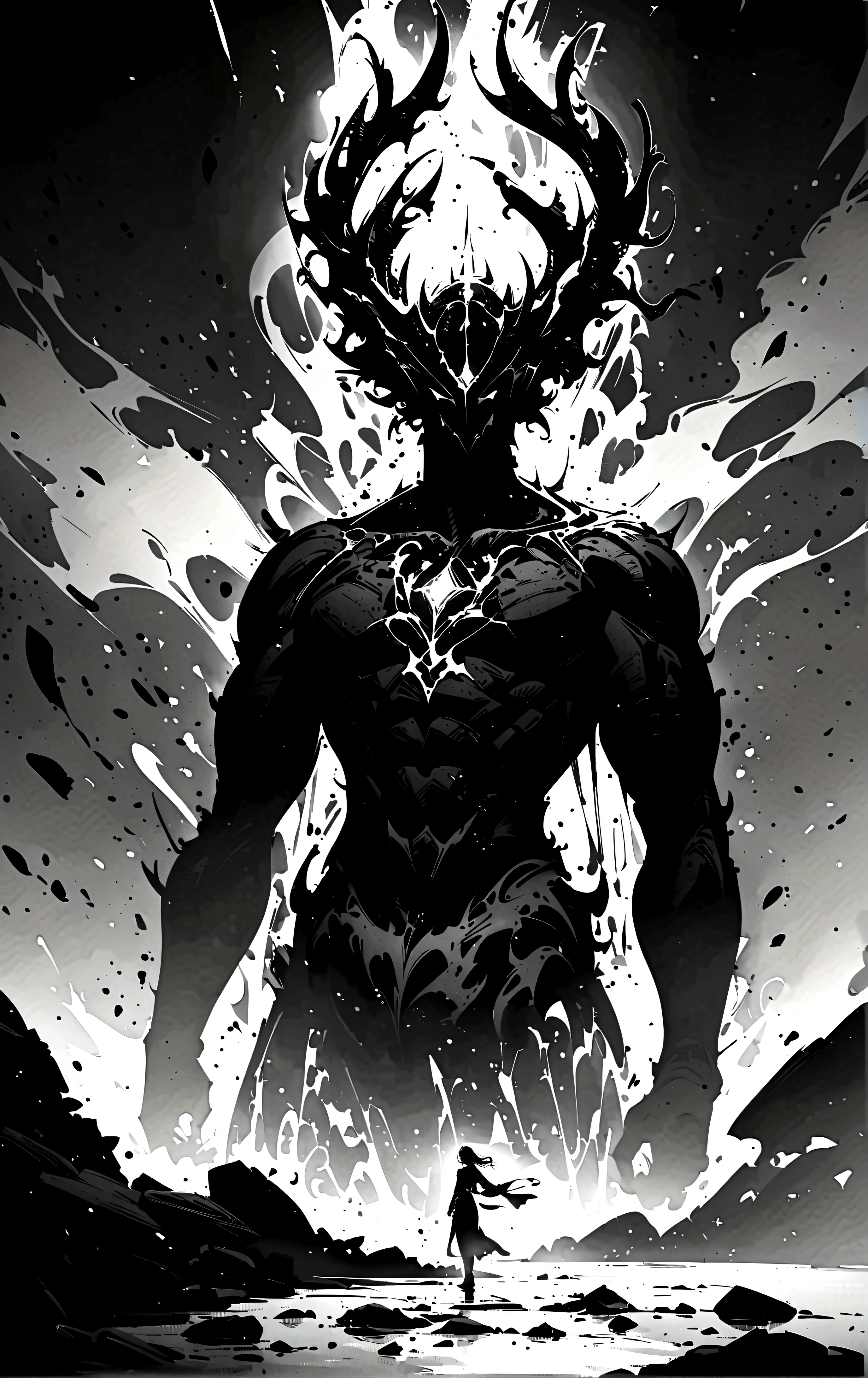 1 orther,inkstyle,monochrome,greyscale,silhouette,greyscale
phoenix,
masterpiece, newest, absurdres, safe
