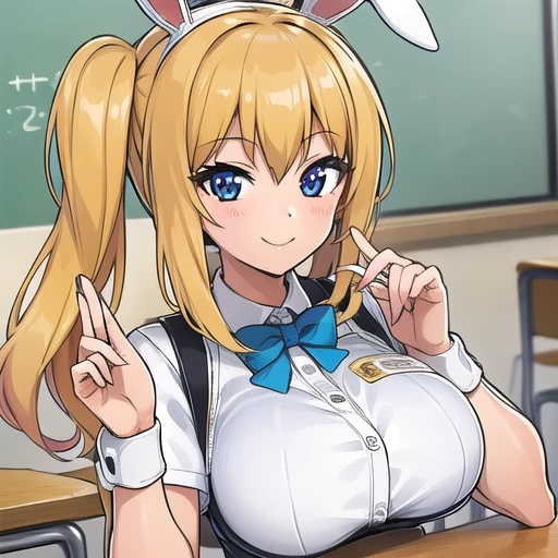 (((Super detailed))),bunny girl,classroom,smile,