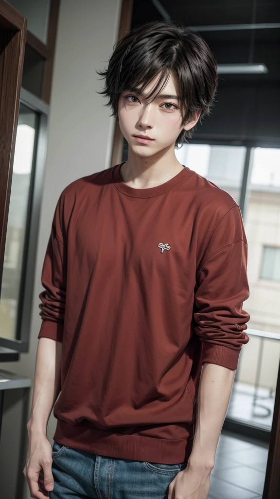 Draw an anime style man wearing casual clothes