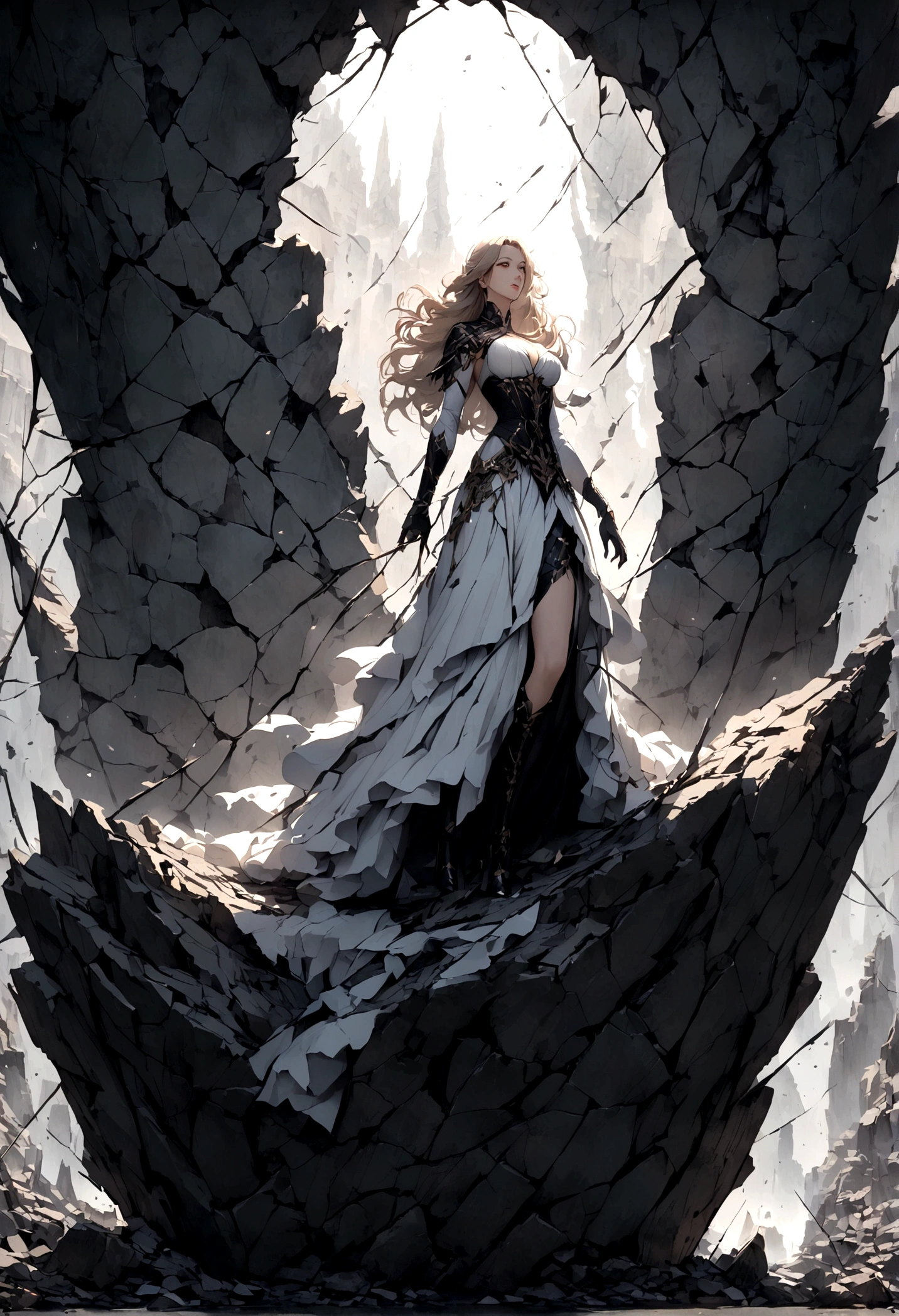 Broken Mirror,Giant Crack,Beautiful woman