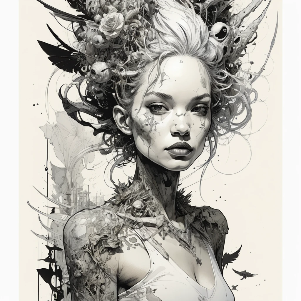 Poster,Jim Mahfood,ellen jewett, Super detailed, High Contrast,masterpiece, White Background