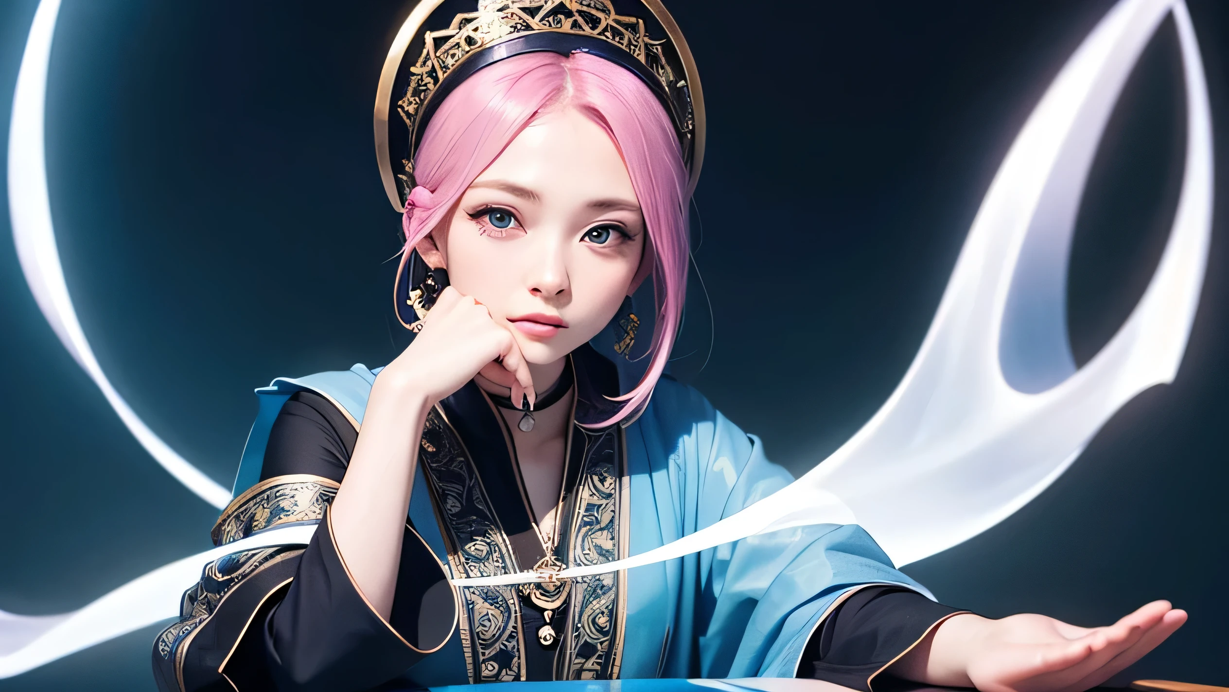 Please depict a dignified fortune teller.
