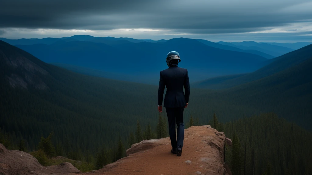 A Luxury Sales Suit man wearing a black rider full-face helmet overlooking wilderness,full body,standard rider black full face helmet,back view of the man, background is a wilderness,a man overlooking wilderness,a man overlooking wilderness,a man overlooking wilderness,a man overlooking wilderness,a man overlooking wilderness,full body,full body,full body,full body,with black rider full-face helmet,with black rider full-face helmet,with black rider full-face helmet,wearing black rider full-face helmet,wearing black full-face helmet,wearing black full-face helmet,overlooking wilderness,overlooking wilderness,Back view,Back view,Back view,Back view,Draw people small,Draw people small,Spectacular views,Spectacular views,Spectacular views,lonely man,lonely man,a black full-face helmet,a black full-face,A Luxury Sales Suit man,with Luxury Sales Suit