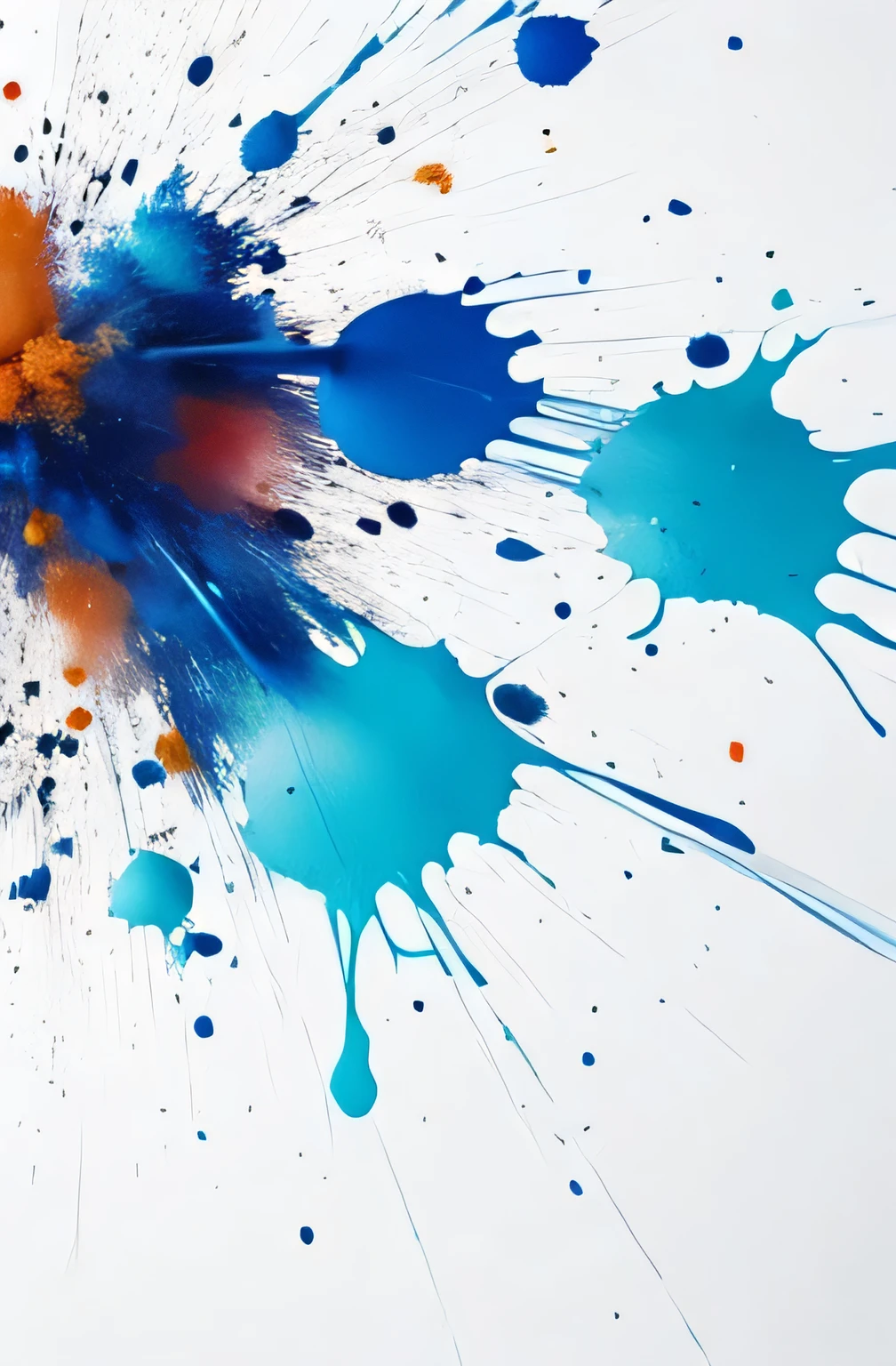 Only one paint exploding and spreading, true white background, no human