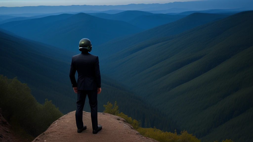 A Luxury Sales Suit man wearing a black rider full-face helmet overlooking wilderness,full body,standard rider black full face helmet,back view of the man, background is a wilderness,a man overlooking wilderness,a man overlooking wilderness,a man overlooking wilderness,a man overlooking wilderness,a man overlooking wilderness,full body,full body,full body,full body,with black rider full-face helmet,with black rider full-face helmet,with black rider full-face helmet,wearing black rider full-face helmet,wearing black full-face helmet,wearing black full-face helmet,overlooking wilderness,overlooking wilderness,Back view,Back view,Back view,Back view,Draw people small,Draw people small,Spectacular views,Spectacular views,Spectacular views,lonely man,lonely man,a black full-face helmet,a black full-face,A Luxury Sales Suit man,with Luxury Sales Suit