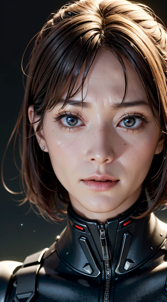 Close-up of a person with a strange face and a strange head, From the 2019 SF8K film, Alien Cyborg movie still, Alien Girl movie still, Unreal Engine : : Rave Makeup, Cyborg Goddess of Space, Love Death + robot, Sci-fi movie stills, Ash Thorpe, VFX Film Close-up  