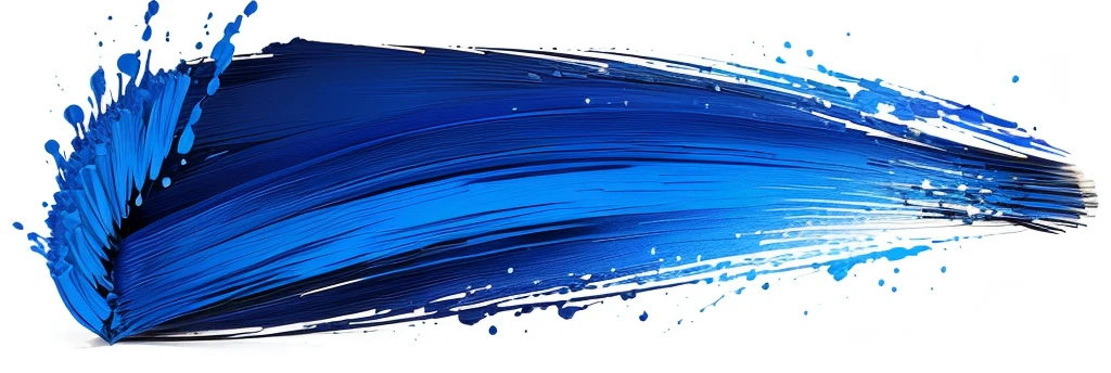 Hand painted stroke of blue paint brush isolated on white background
