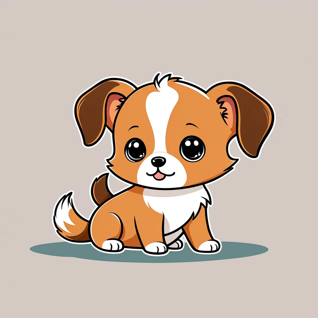 cute little dog, illustration, vector graphics, strong contours