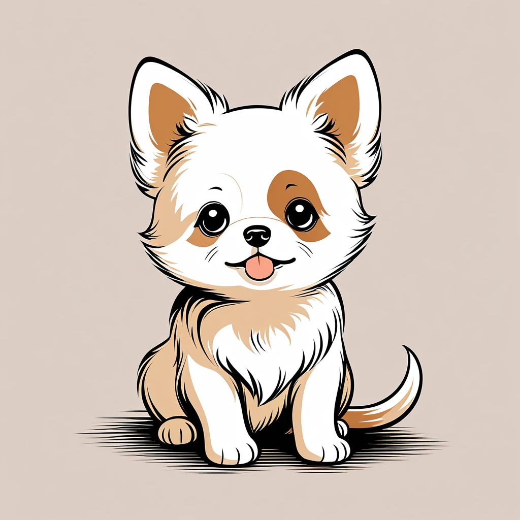 cute little dog, illustration, vector graphics, strong contours
