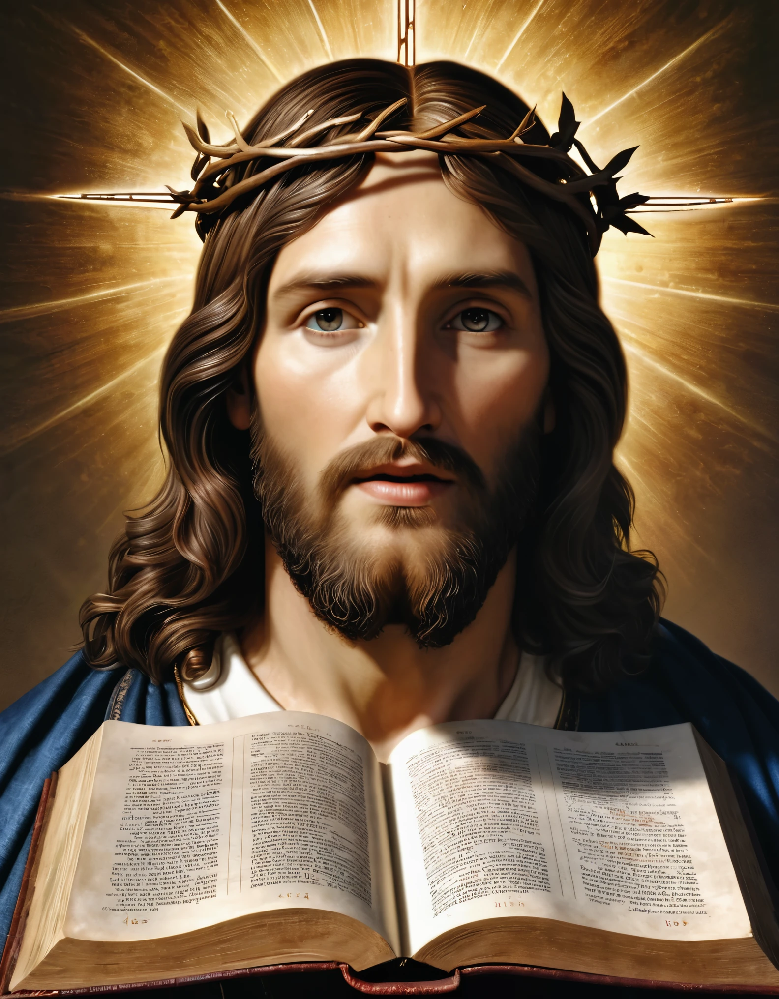 4K REALISTIC IMAGE OF CHRIST, BIBLES, MANUSCRIPTS