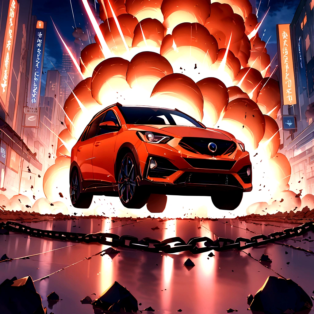 The bullet collides with the target, Triggering a chain explosion,Affects the entire fleet. Flames and debris shot into the night sky, Luna's bold move created an explosive symphony.