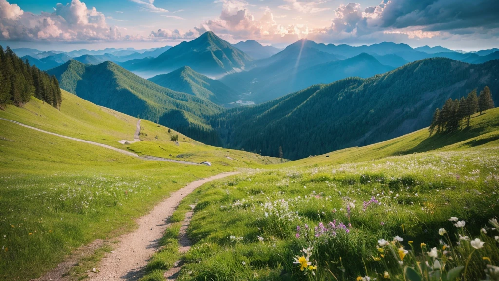 masterpiece, Ultimate Quality, CG Unity 8k Wallpaper, Very delicate, Beautiful sky and clouds, Rich natural scenery,Green tree々, Snow Mountain, Beautiful white mountains々々, no one can see, Beautiful Landscape, Photo Contest Winner, Background Blur, Full Depth, HDR High Dynamic Range, True Recovery, Complex, Attention to detail, dramatic, A perfect presentation of mid-course art style.Reality