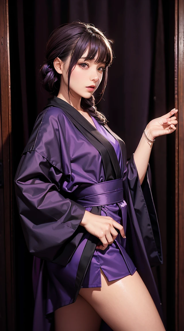 girl, Wearing purple and black robes,