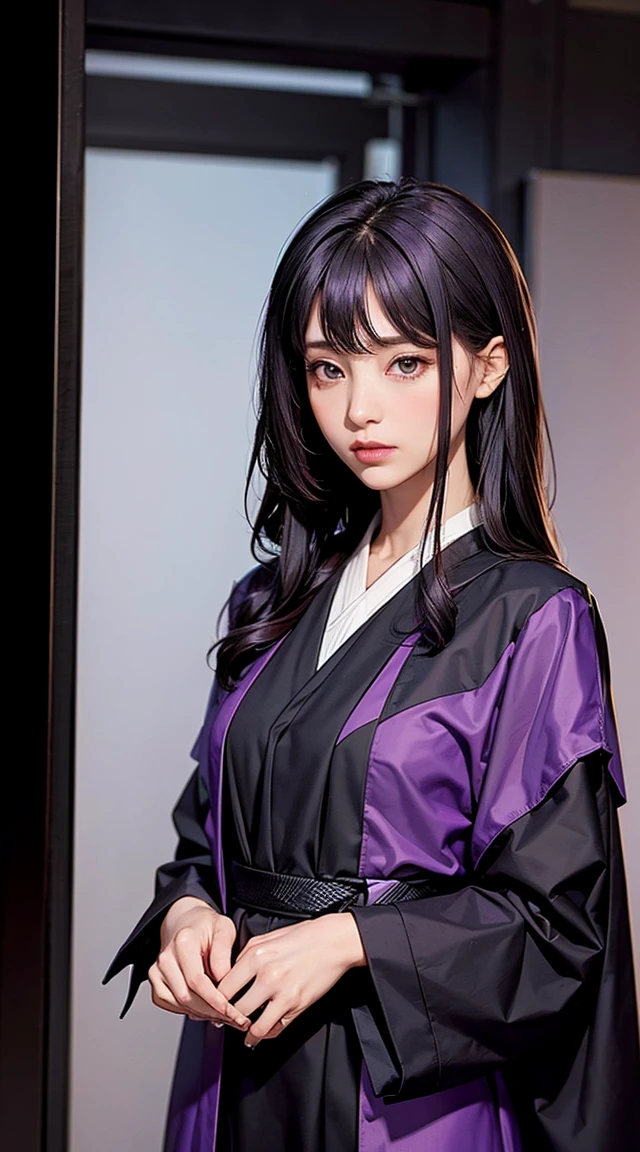 girl, Wearing purple and black robes,