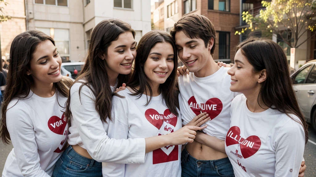 A group of volunteers congratulates on the family day of love and fidelity 