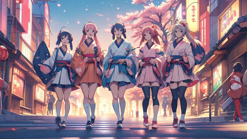 Woman wearing headphones, Anime Style 4 k, anime wallpaper 4k, anime wallpaper 4k, 4k anime wallpaper, anime art wallpaper 4k, anime art wallpaper 4k, Anime Style. 8K, Anime atmosphere, , Ultra HD Anime Wallpaper, Anime Art Wallpaper 8K, Anime Background,landscape、Festivals、Japan、stall、Asakusa