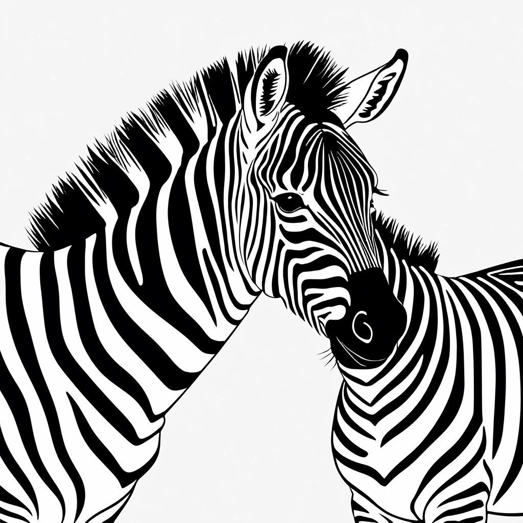 cute zebra, illustration, vector graphics, strong contours