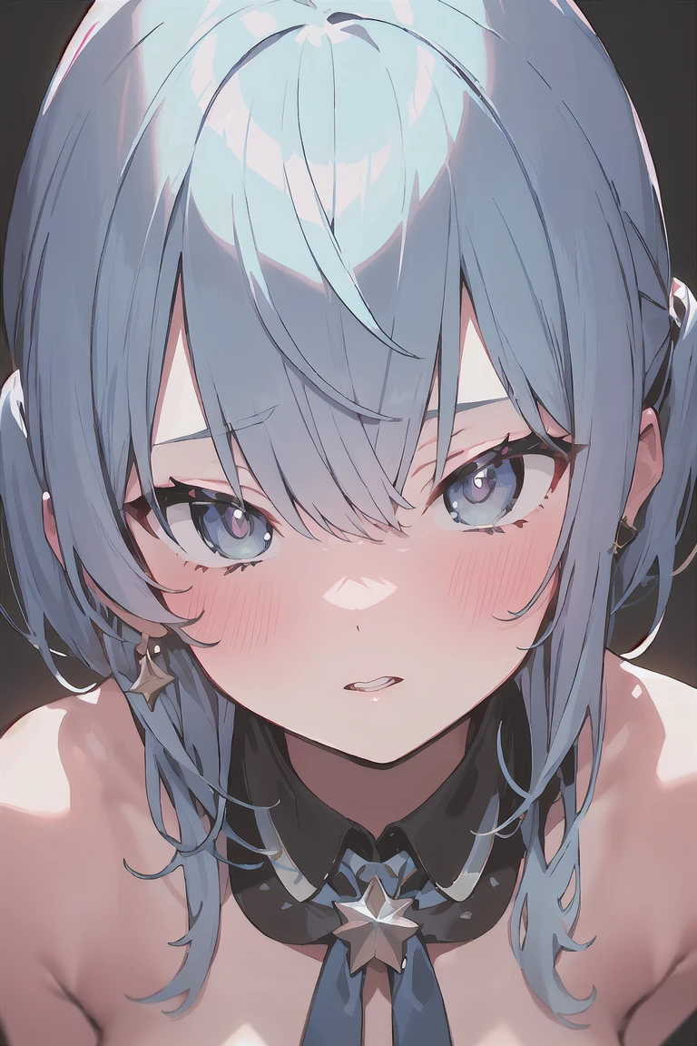 (best quality), (Super detailed), (Best Illustration), (masterpiece), score_9, score_8_up, score_7_up, (4k), (1woman), (nude), (detailed eyes), blush, hololive, parted lips, suisei