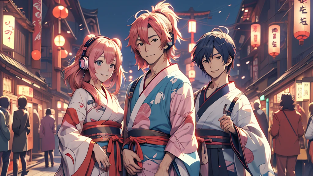 Woman wearing headphones, Anime Style 4 k, anime wallpaper 4k, anime wallpaper 4k, 4k anime wallpaper, anime art wallpaper 4k, anime art wallpaper 4k, Anime Style. 8K, Anime atmosphere, , Ultra HD Anime Wallpaper, Anime Art Wallpaper 8K, Anime Background,landscape、Festivals、Japan、stall、Asakusa