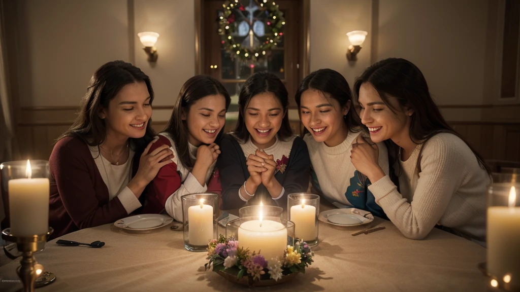 high quality, 8k, highly detailed, ultra-realistic, photorealistic, 3d, volumetric lighting, dynamic composition, cinematic lighting, hyper-realistic, masterpiece, award winning, studio lighting, 4k, extremely detailed, intricate details, sharp focus, vivid colors, hyperrealistic, 3d render, physically-based rendering, group of volunteers, celebrating family day of love and fidelity, smiling people, warm atmosphere, emotional, heartwarming, positive, joy, togetherness, affectionate, heartfelt, compassion, kindness, community spirit, unity, family values, traditional celebration, festive, decorations, flowers, candles, love, faith, loyalty